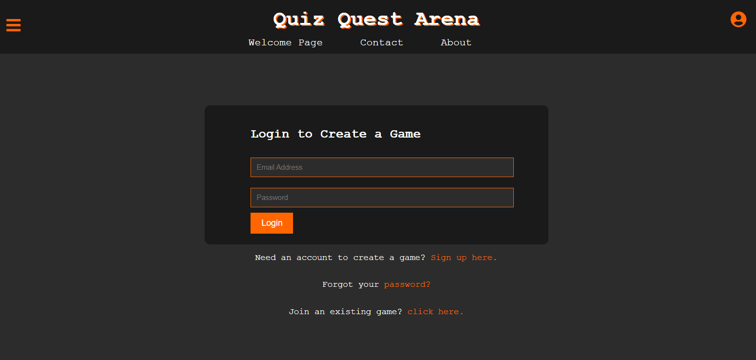 Login screen